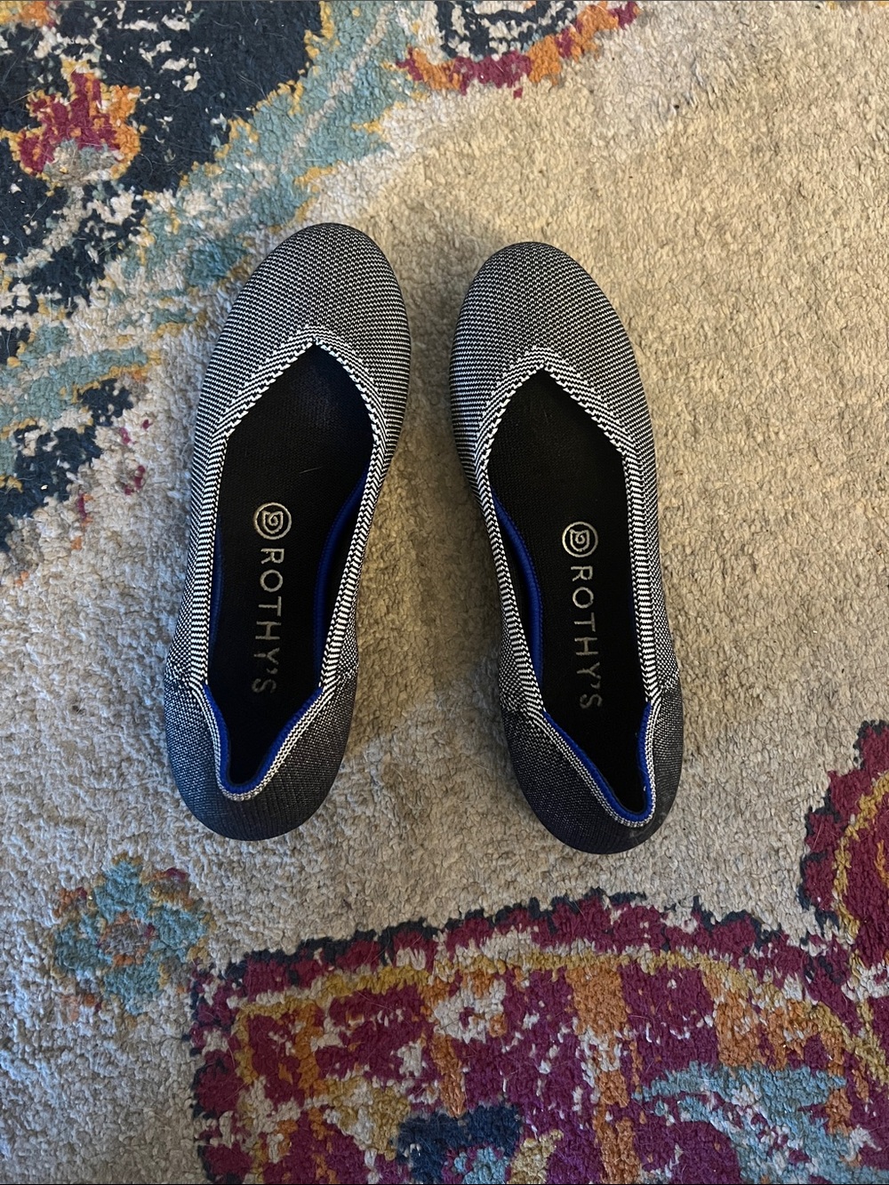 Rothy's Gray & White Knit Slip-On Flats